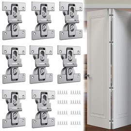 Pisman 180 Degree Adjustable Folding Door Hinge with Screws,Hinges Combination for Cabinet Door and Folding Door,Inner Door Hinges (8)