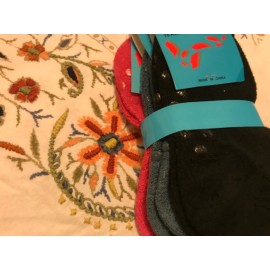 Eros Kids girls socks slip not terry sock with grips size 6-8 3 pairs NWT