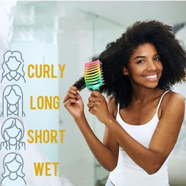 Pop Magic Detangling Hair Brush, Detangle Hair Brush for Women and Kids, Boar Bristle Hair Brush, Paddle Hair Brush Detangler for Blow Drying, Wet Hair, Long, Thick, Curly (Light Orange)