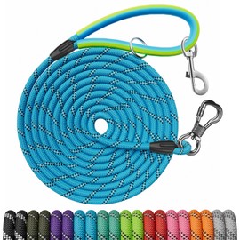 Long Dog Leash for Dog Training 10FT/15FT/20FT/30FT/40FT/50FT/100FT Reflective Leash with 2 Hooks, Heavy Duty Dog Lead for Large Medium Small Dogs Outside Walking Camping Yard, Blue 15FT
