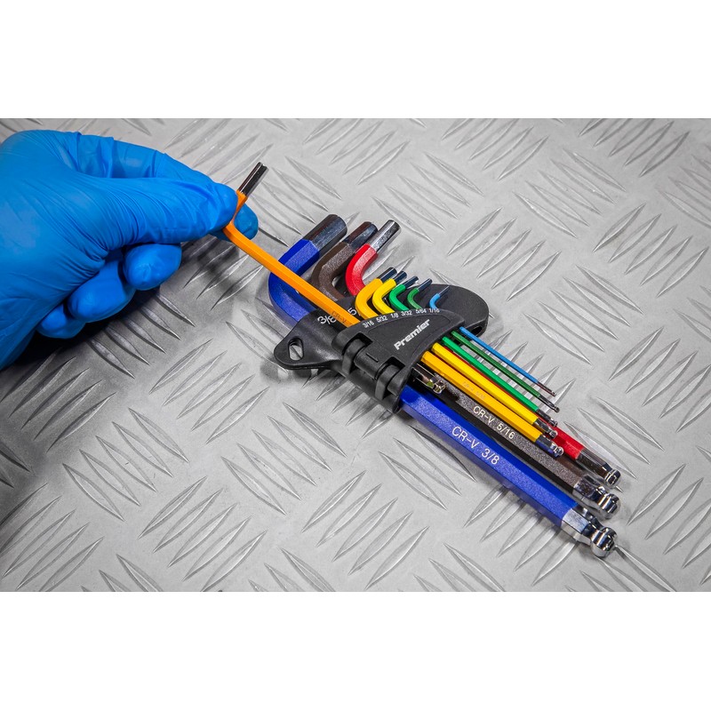 Sealey Premier 9pc Anti-Slip Long Ball-End Allen Key Hex Set