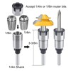Shank Router Bit Collet Extension Lathe Accessory with 1/4in Tool