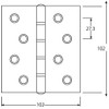 Best 110 Noiseless Hinge 2.5x102x102mm Hairline 0150-031