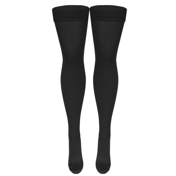 Nuvein Medical Compression Stockings, 20-30 mmHg Support, Women & Men Thigh Length Hose, Closed Toe, Black, Medium