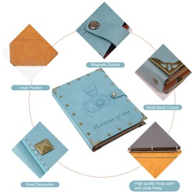 Leather Scrapbook Album 60 Pages Love Memory Photo Book Album 8.5x11 inch, Scrapbooking Supplies Kits for Couples Anniversary Vintage Travelling Scrapbook Family Scrap Book