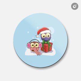 Unbranded Christmas Owls Animal | 4'' X 4'' Round Decorative Magnet