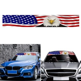 ATMOMO Front Windshield Decal Vinyl Sticker Strip Windshield Shade Sun Visor Tint 53.9'' x 8.27'', Eagle Flag