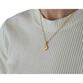 Acura-Styles Women's Necklace Clover Gold Stainless Steel 18 Carat Gold-Plated Letter Chain M Waterproof Nickel-Free Necklace Mother of Pearl Four Leaf Clover Jewellery Gift Women, Unit size, Gold, No