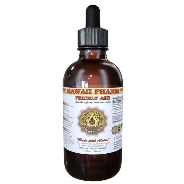 HawaiiPharm Prickly Ash (Zanthoxylum Clava-herculis) Liquid Extract, Tincture, Herbal Supplement, Made in USA, 4 fl.oz