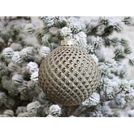 Chic Antique Skan Design 51924-21 Christmas Bauble with Pattern Vintage Christmas Tree Bauble Christmas Decoration Various Sizes and Shapes Skan Design (51924-21 Diameter 12 cm Dusty Green)