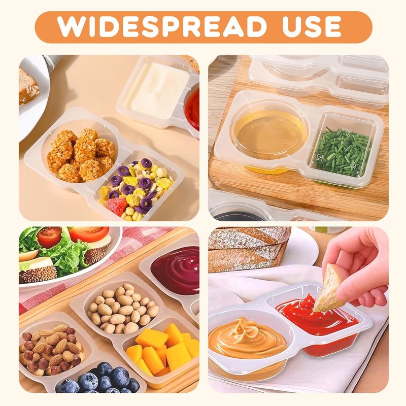 WEELOO Double Compartment Seasoning Container with Lid, 25PCS Double Compartment