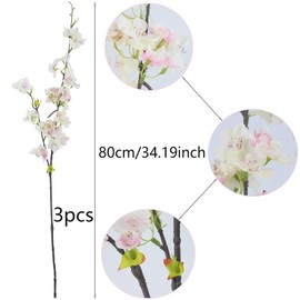 CITYES 3 Pcs Artificial Cherry Blossom Flowers Pink Faux Cherry Blossom Branches Silk Peach Flowers Bulk Spring Branches Arrangement Cherry Flowers Stems for Outdoor Indoor Wedding Table Vase Decor