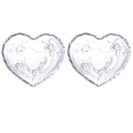 Gaolinci Cuenco de cristal en relieve en forma de corazón, cuenco de ensalada de frutas, cuenco de postre (juego de 2)