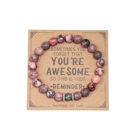 Pingyongchang Birthday Graduation Mothers day Valentines Christmas Easter Thanksgiving Appreciation Gifts for Women Inspirational Natural Stone Healing Relaxation Crystal Heart Bracelets for Men