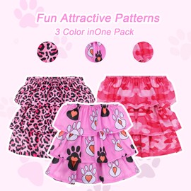 3 Pack Pet Soft Female Dog Diapers Washable Dog Diapers Female Reusable Dog Period Panties Puppy Diapers Female for Dog in Heat (Pink-S)