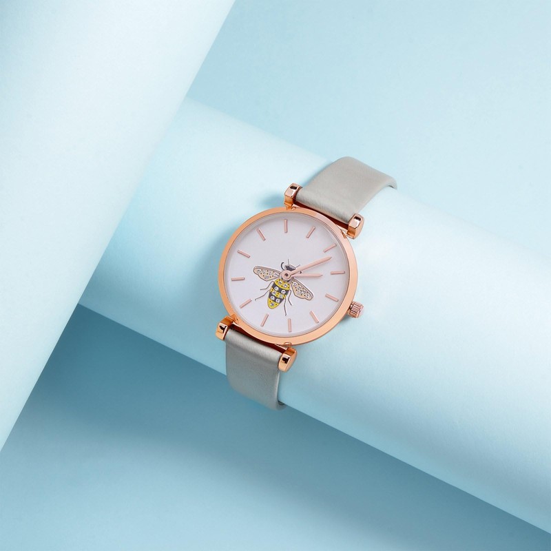 WOCCI 12mm Elegant Leather Watch Strap for Ladies with Rose