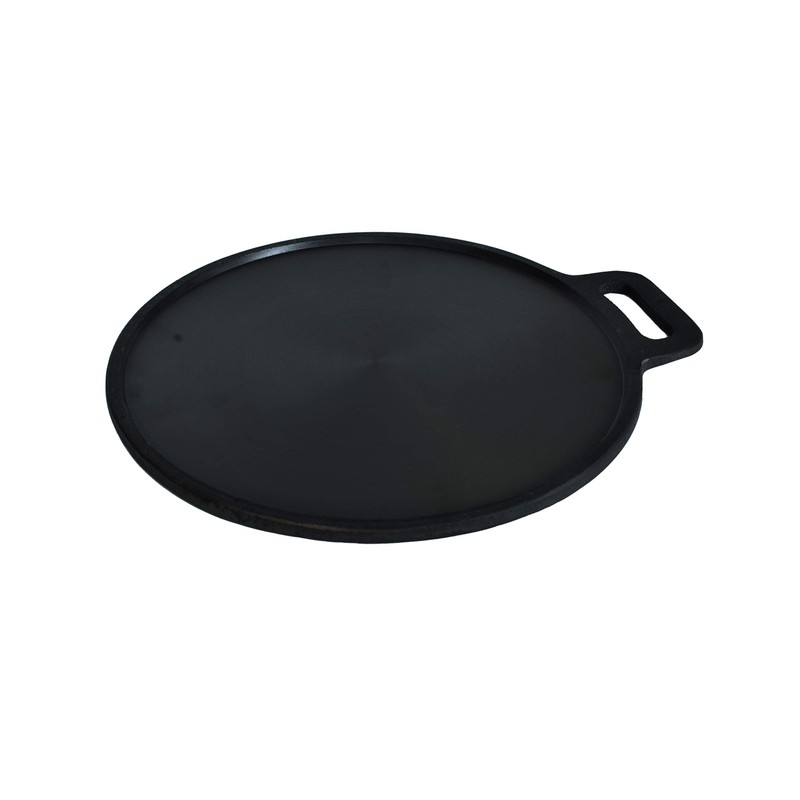 Highkind Cast Iron Dosa Tawa 12 inches Single Handle Pre-Seasoned,