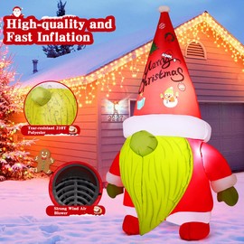 GOOSH 6 FT Christmas Inflatables Gnomes Outdoor Decorations Blow Up Yard with Built-in LEDs for Garden Lawn Indoor Party Decor