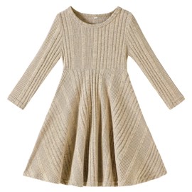 NARPLO Toddler Girls Dresses Long Sleeve Baby Sweater Ribbed Knit Fall Winter Fashion Toddler Dresses for Girls