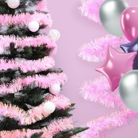 Aurorava Tinsel Garland Christmas Ornaments – Premium Polar Light Film Garlands for Decoration – Multiple Colors Reflective Christmas Party Decor