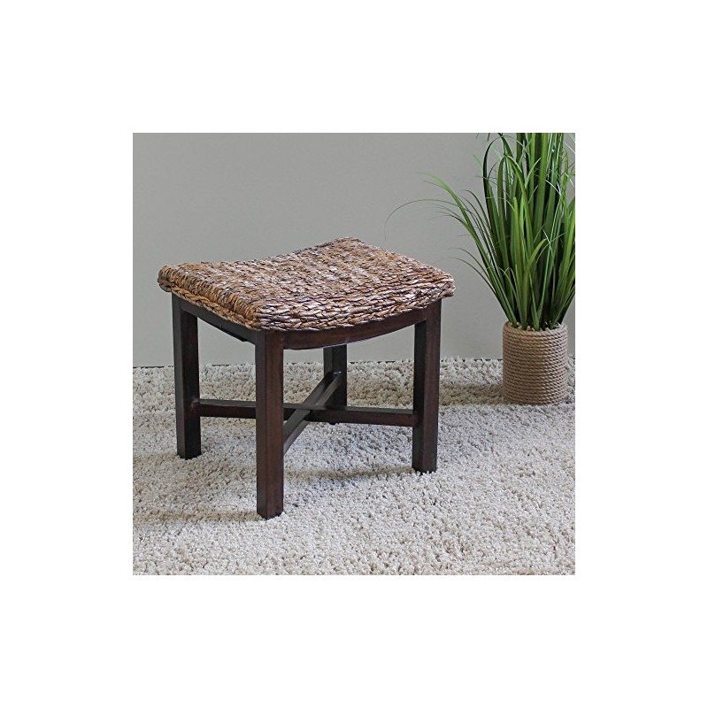 International Caravan Furniture Piece Arizona Abaca Rectangular Cushioned Top Stool