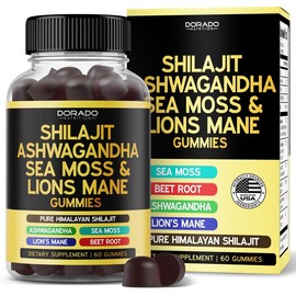Here’s a rewritten version of your title within 150 characters:  **Shilajit Gummies with Sea Moss, Ashwagandha & Lion’s Mane – Vegan Himalayan Supplement for Energy, Immunity & Brain Support – 60 Gummies**