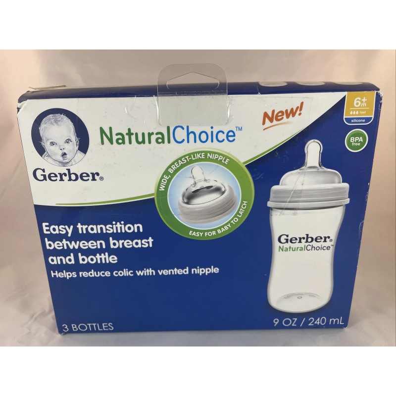 NUK Gerber Natural Choice 3pk Wide Neck Bottle Fast Flow