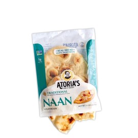 Atoria’s Family Bakery Traditional Naan bread │ Vegan │ Perfect sandwich bread, pizza crust or hamburger buns │ Full case│ 8 packs of 2 flatbread │16 pieces of bread