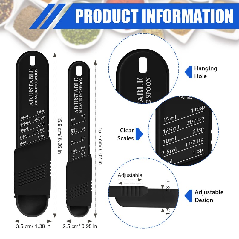 6 Pcs Adjustable Measuring Spoon Plastic Tablespoon and Teaspoon Set