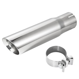 QYFNB 304 Stainless Steel Car Exhaust Tip, 3" Inlet, 4" Outlet, 12" Overall Length, Polished Dual-Layer Slant Cut Design, Clamp-On for 3-Inch Outside Diameter Tailpipe
