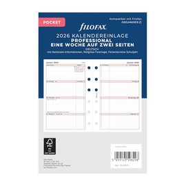 Filofax Kalender Pocket Prof.1 Woche auf 2 Seiten (deutsch)2026