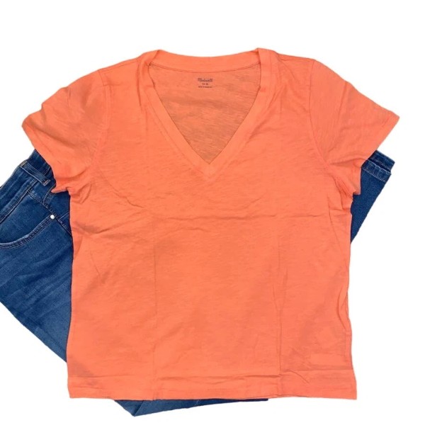 Madewell NWT Madewell Coral/Peach Whisper Cotton V-Neck Tee - SIZE