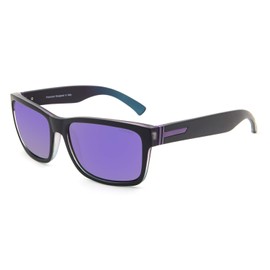 LECKIRUT Vintage Polarized Sunglasses for Men Women Retro Oversized Square Mirror Sun Glasses Purple Lens Black Purple Frame