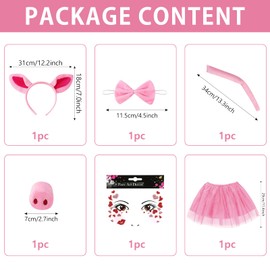 Forfamy Animal Costume Set Kids Pig/Black Cat/Leopard/Tiger/Giraffe/Lion Fancy Dress Up Outfits for World Book Day Costume