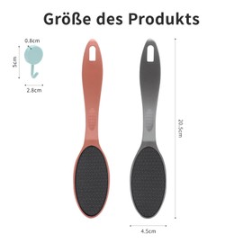 VOSSOT Pack of 2 Nano Glass Callus Remover, Effective Gentle Callus File, Foot File with Long Handle, Pedicure, Foot Care, Callus Rasp, Foot Care, Callus Removal, Foot with Hook (Grey and Rose Gold)