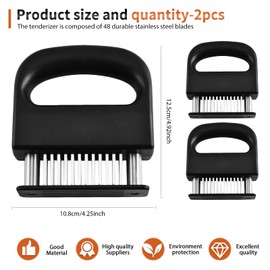 WIYETY Meat Tenderiser, 2 Pieces Steaker Meat Tenderiser with 48 Stainless Steel Blades, Tenderiser Cooking Tool, Kitchen Cooking Tool for Tenderising Beef, Pork, Chicken