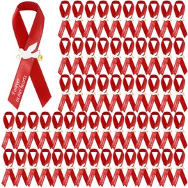 50 Pcs Dove Funeral Ribbons Memorial Ribbon Funeral Pins Classic Memorial Service Respect Ribbon Bow with Safety Pins and Dove for Mourning Remembrance Day Event(Red)