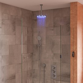 ALFI brand LED8R-BN Brushed Nickel 8 inch Round Multi Color LED Rain Shower head