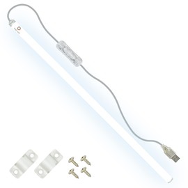 TrueColor USB-Powered LED Light Bar with Frosted Cover for Under Cabinet, Under Monitor, TV Backlight – Easy-Install - Adhesive & Mounting Brackets Included - 100,000 Hours Lifetime (24", Daylight)
