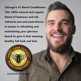 Beeswax Beard Conditioner: NATURAL Refreshing Beard Care, STRENGTHENS and SOFTENS Beards & Mustaches - Leave in Conditioner. Great for Father's Day, Birthdays and Christmas Gifts 4 oz