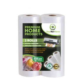 2 Pack 6m x 20cm YourNo1Home Vacuum Sealer Rolls, Use for Meal Prep, Sous Vide, Food Saver, Seal a Meal, Weston. BPA Free Vacuum Seal Bags, Commercial Grade Food Storage Sealer Rolls, Ideal for Portion Control & Food Storage.