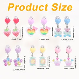 Mikovivi 6 Pairs of Clip-On Earrings for Children, Ear Clips Without Ear Hole Heart Flowers Bear Crown Earrings Jewellery Gifts for Girls Children Toddlers Fancy Dress Accessories