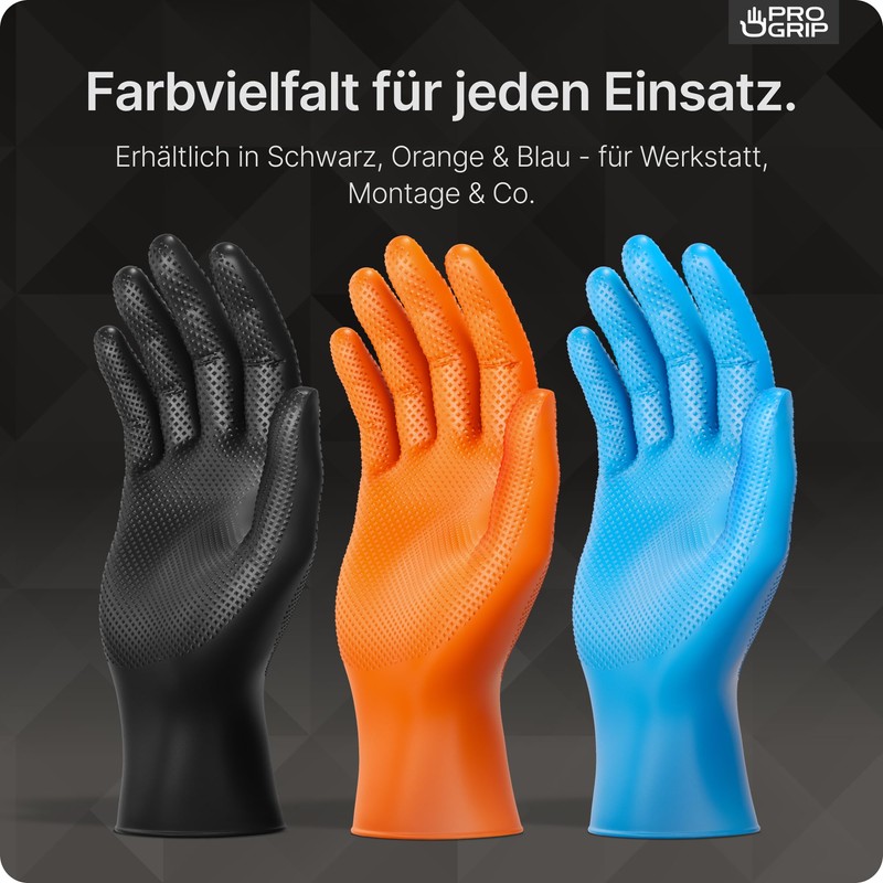 Progrip Orange Disposable Gloves, Extra Strong, Nitrile Gloves, M, 2