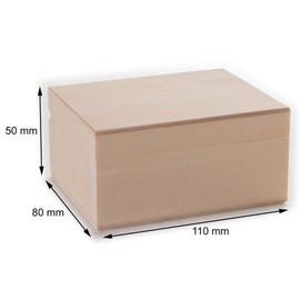 Small Wooden Box to Decorate | 11 x 8 x 5 cm | Red Linen Git Case | Ring Jewellery Earrings Trinket Keepsake | Unpainted & Untreated Plain Lindenwood