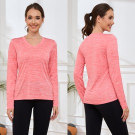 5 Pack Womens Long Sleeve Workout Tops Moisture Wicking Athletic Shirts Running Quick Dry V Neck T Shirts for Women