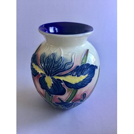 Old Tupton Ware Small Tube Lined Blue Iris Design 10cm 4'' Vase