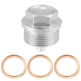 X AUTOHAUX 1 Set Universal M24x1.5 Car Magnetic Oil Drain Plug Sump Drain Nut Oil Drain Bolt Screw with 3 Gasket Aluminum Alloy Silver Tone