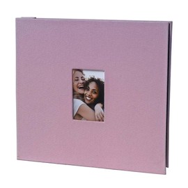 Zink Cloth Covered Scrapbook 8x8” Photo Album w/Front Picture Window (Pink)