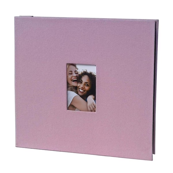 Zink Cloth Covered Scrapbook 8x8” Photo Album w/Front Picture Window