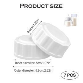 Pack of 7 Baby Bottle Caps, Bottle Caps, White Lid for Baby Bottles, Travel Bottle Caps for Avent, with Sealing Ring, Compatible with Wide Mouth Bottles
